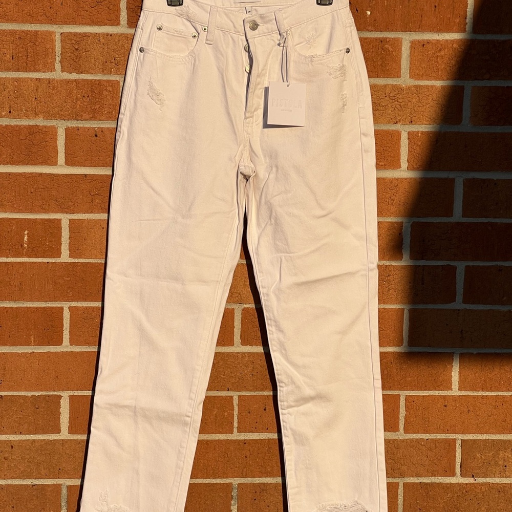 Pistola White High-Waisted Straight Leg Jeans